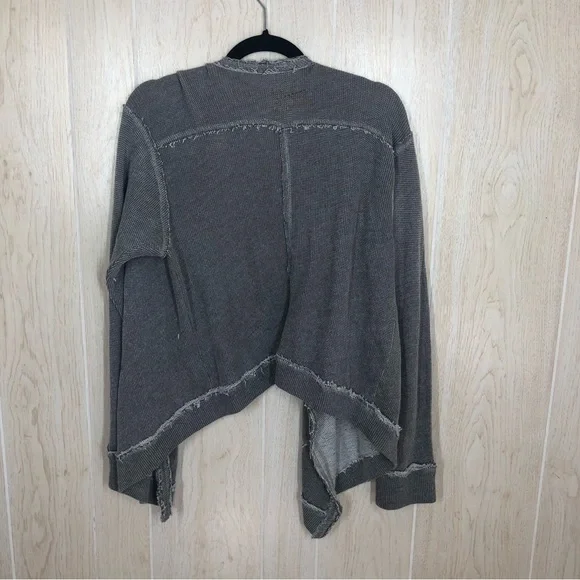 Johnny Was Pete & Greta Gray Raw Hem Open Front Cardigan - Picture 4 of 7